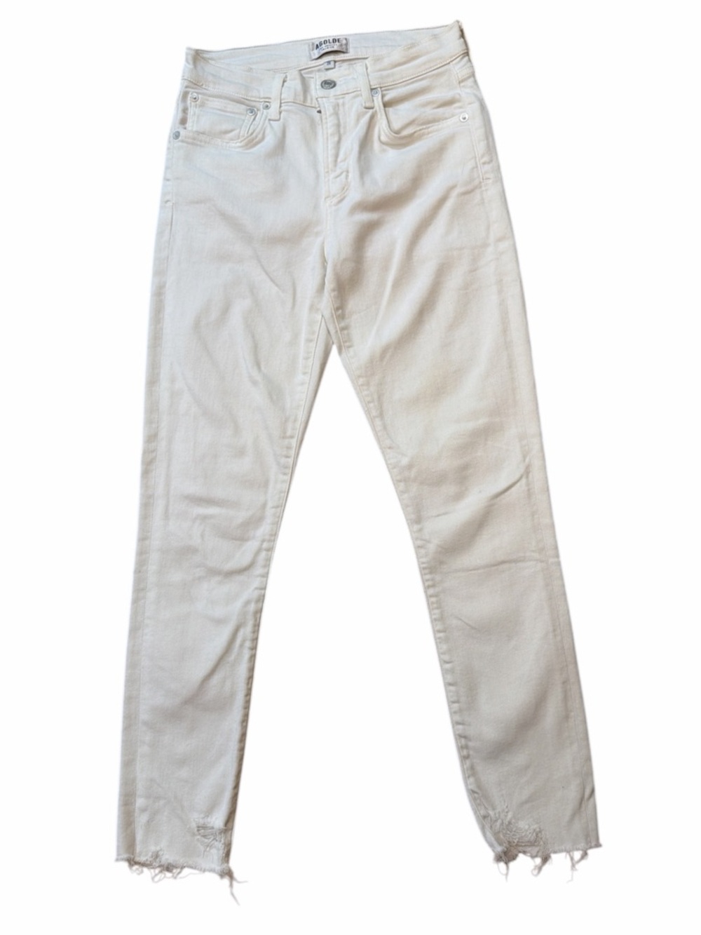 Agolde Off-White Slim Raw-Hem Skinny Jeans